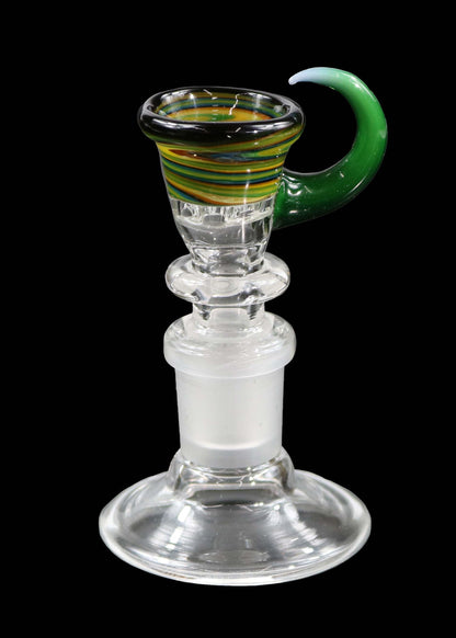 14mm Martini Bong Slide with built in screen from Glass by Slick - Green/Yellow/Orange
