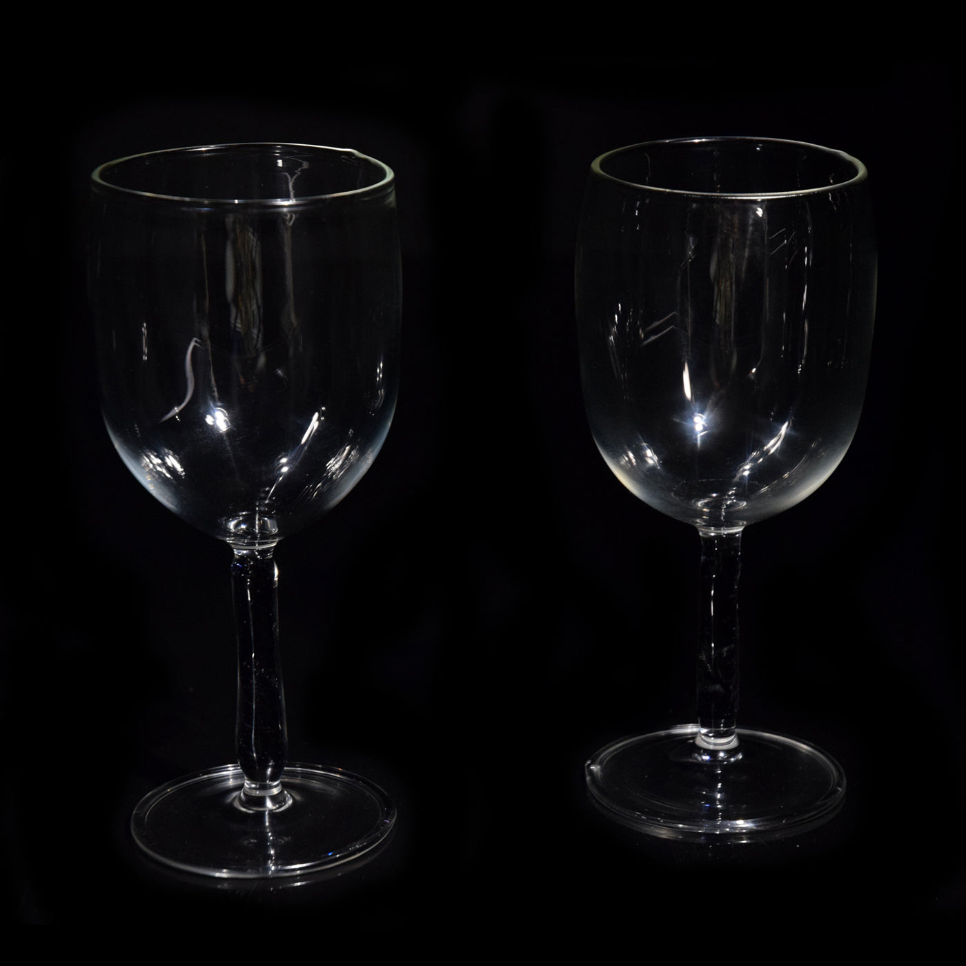 Goblet Pair With Colored Stem - Black