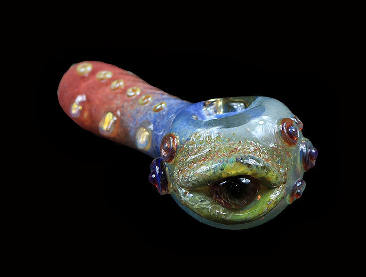 Multi color Spoon pipe with eye ball #3 by, Gurug