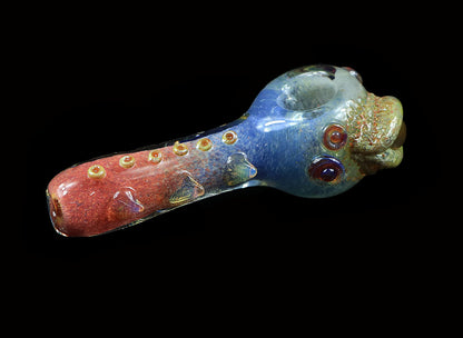 Multi color Spoon pipe with eye ball #3 by, Gurug