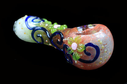 Multi color Spoon pipe with floral pattern #1 by, Gurug
