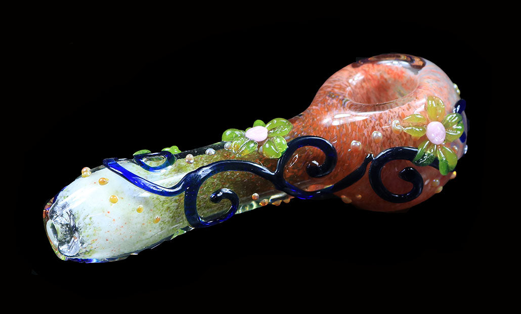 Multi color Spoon pipe with floral pattern #1 by, Gurug