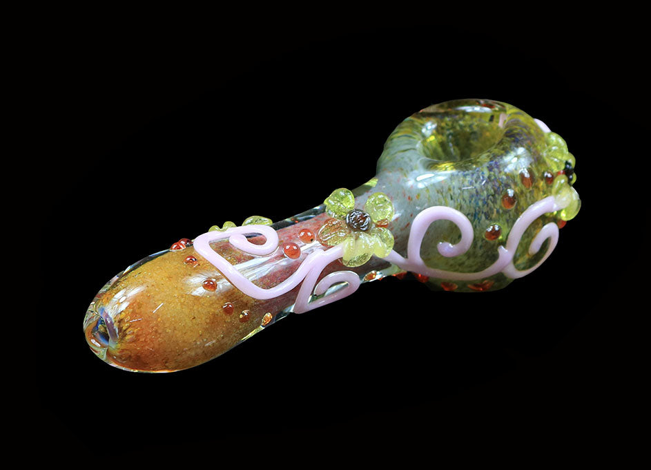 Multi color Spoon pipe with floral pattern #2 by, Gurug