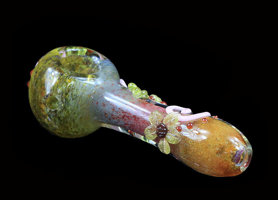 Multi color Spoon pipe with floral pattern #2 by, Gurug