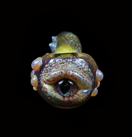 Multi color Spoon pipe with eye ball #2 by, Gurug