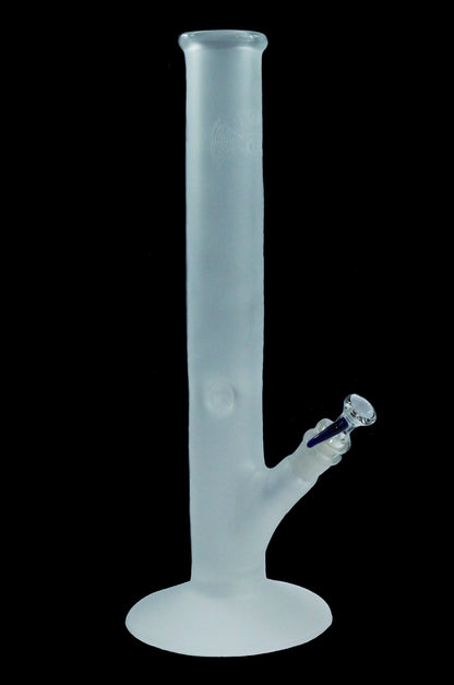 14'' Straight Tube Sandblasted Water Bong with cobalt details by Phil Sundling