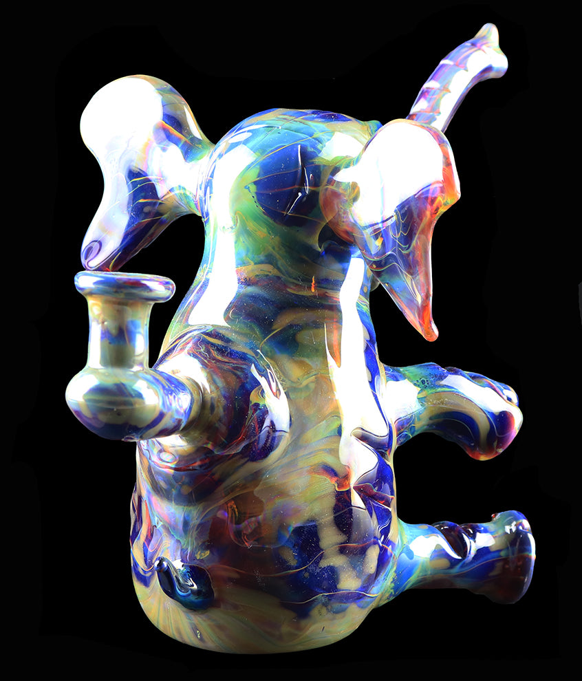 Errlephant Dab Rig - Double Amber purple with Dichro belly, by Phil Sundling