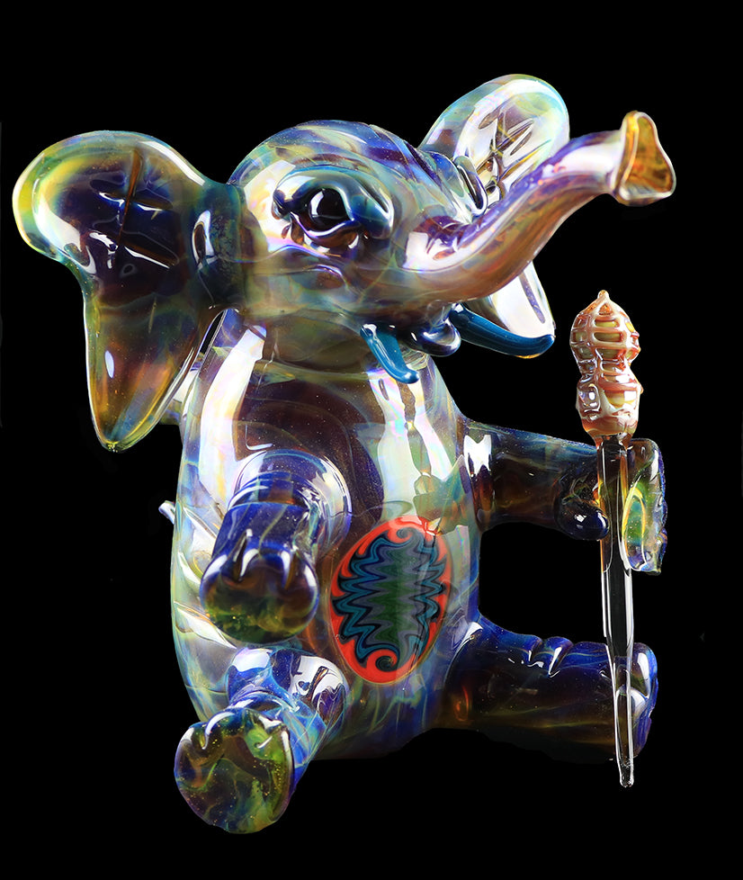 Errlephant Dab Rig - Dark Blue Amber Purple, by Phil Sundling