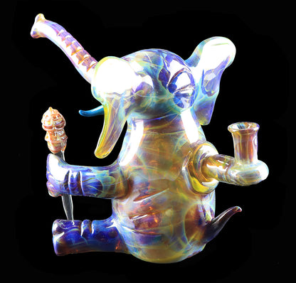 Errlephant Dab Rig - Dark Blue Amber Purple, by Phil Sundling