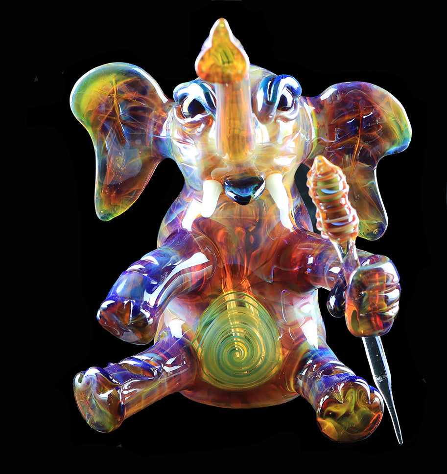 Errlephant Dab Rig -  Light Blue Amber Purple, by Phil Sundling