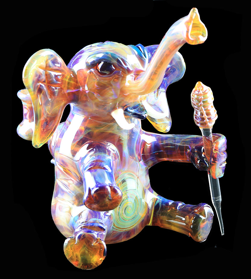 Errlephant Dab Rig -  Light Blue Amber Purple, by Phil Sundling