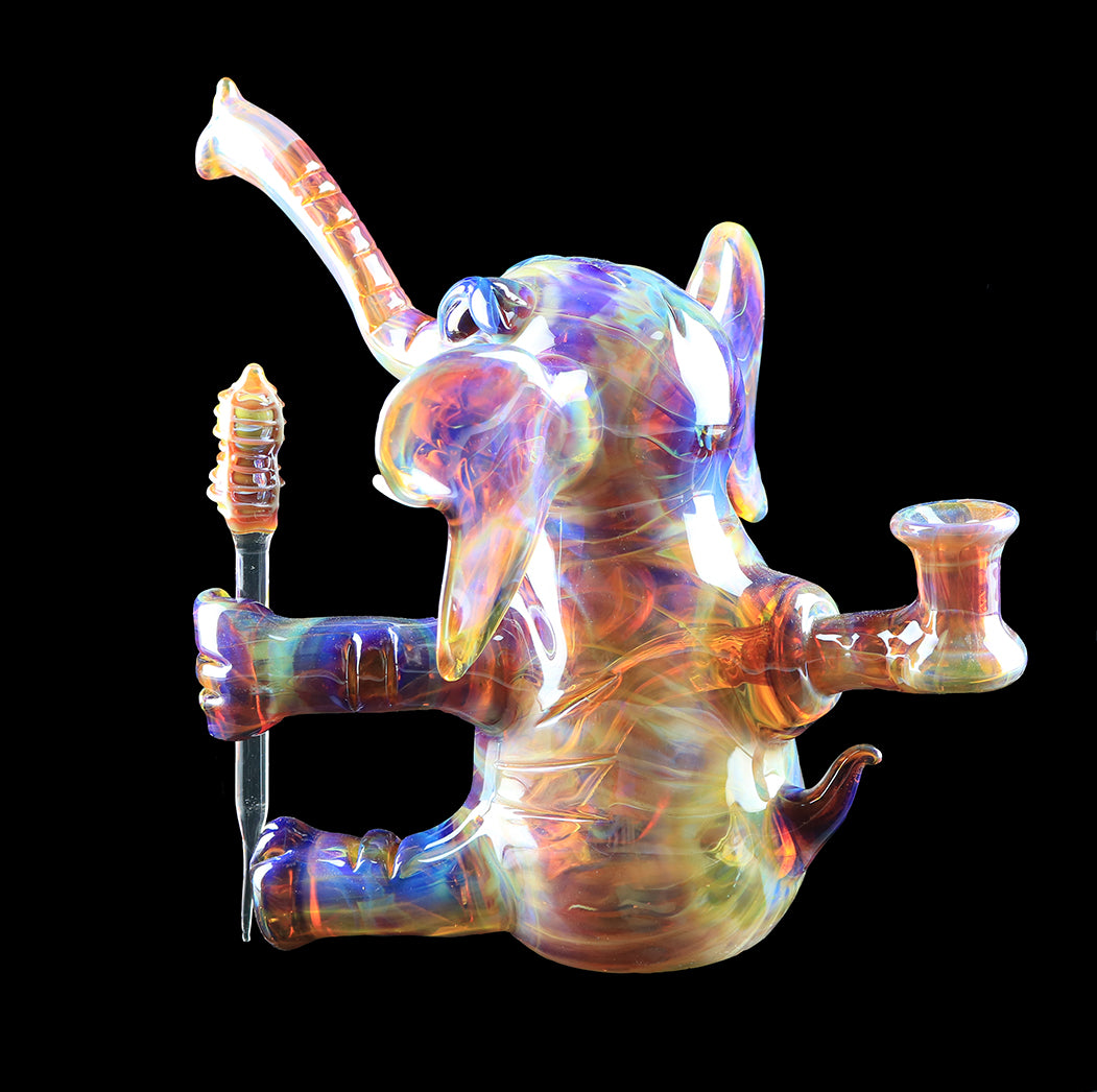 Errlephant Dab Rig -  Light Blue Amber Purple, by Phil Sundling