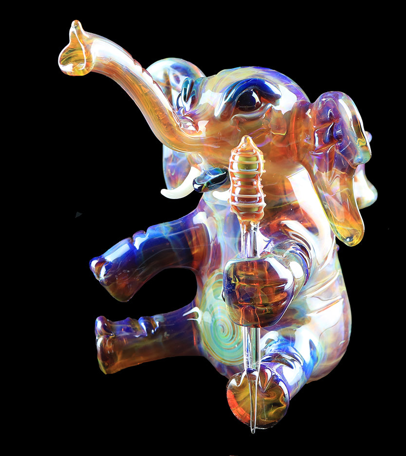 Errlephant Dab Rig -  Light Blue Amber Purple, by Phil Sundling