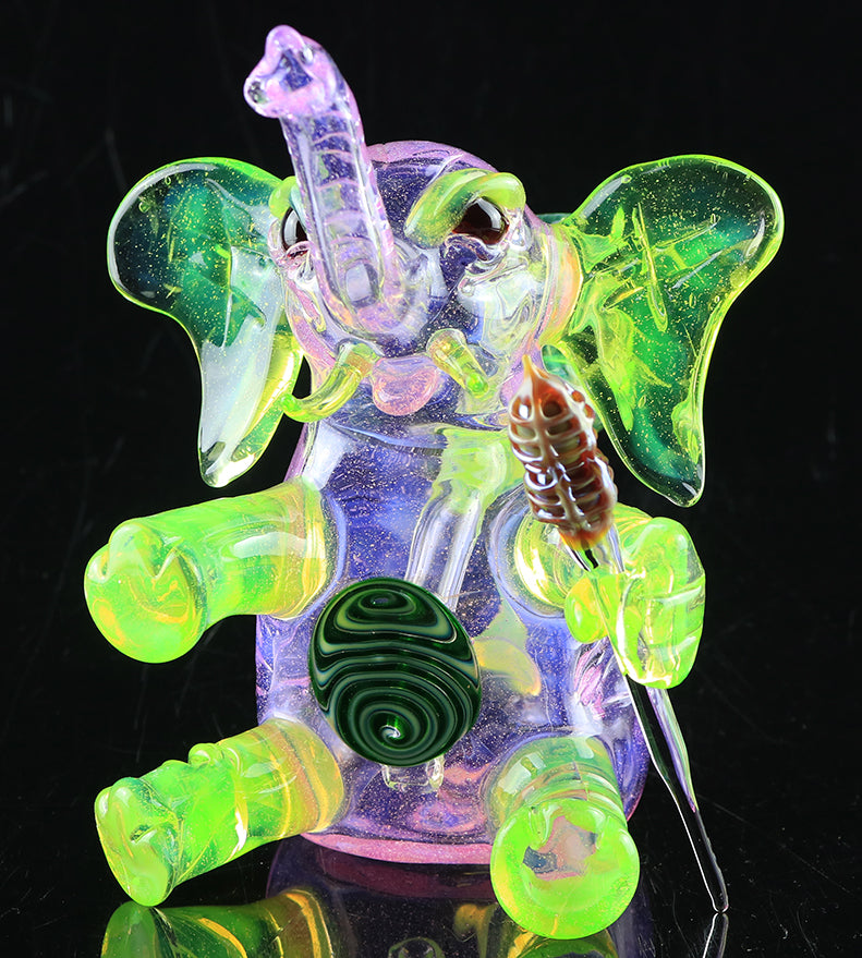 Errlephant Dab Rig - Purple Lilac and Slime with  matching belly, by Phil Sundling