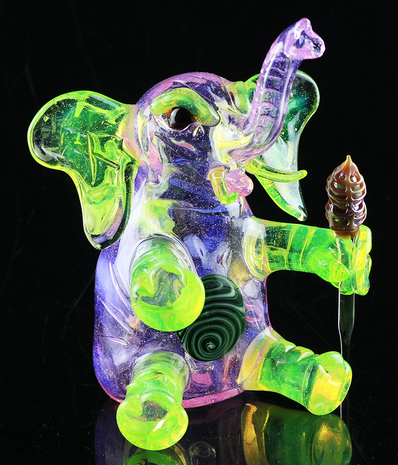 Errlephant Dab Rig - Purple Lilac and Slime with  matching belly, by Phil Sundling