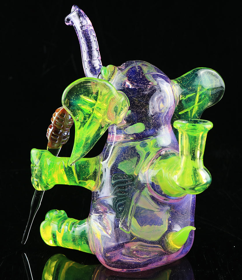 Errlephant Dab Rig - Purple Lilac and Slime with  matching belly, by Phil Sundling