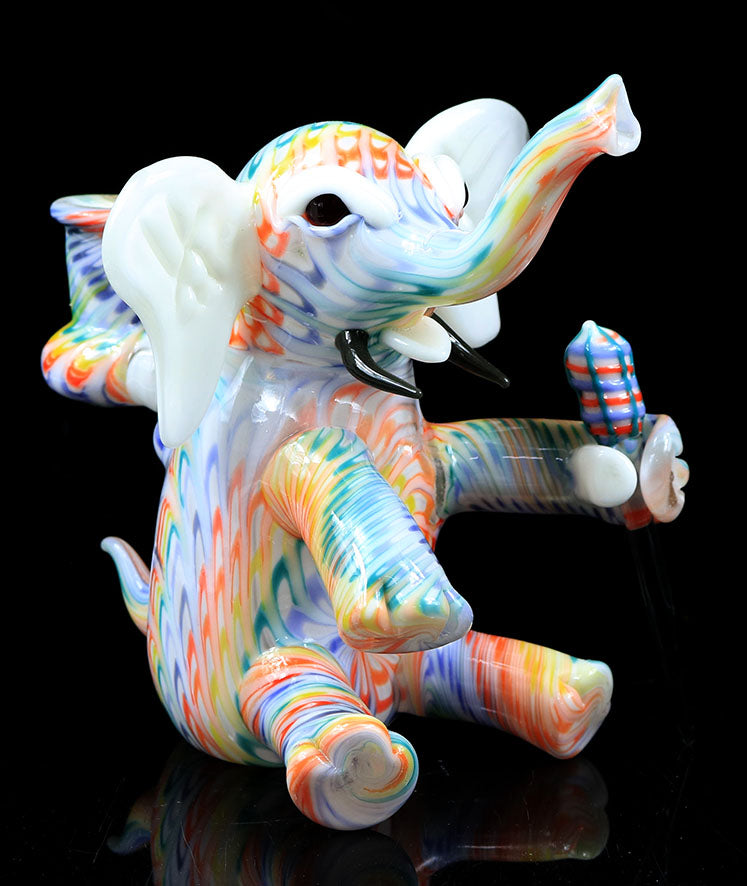 Rainbow Elephant dabrig by, Phil Sundling / Hot mess glass