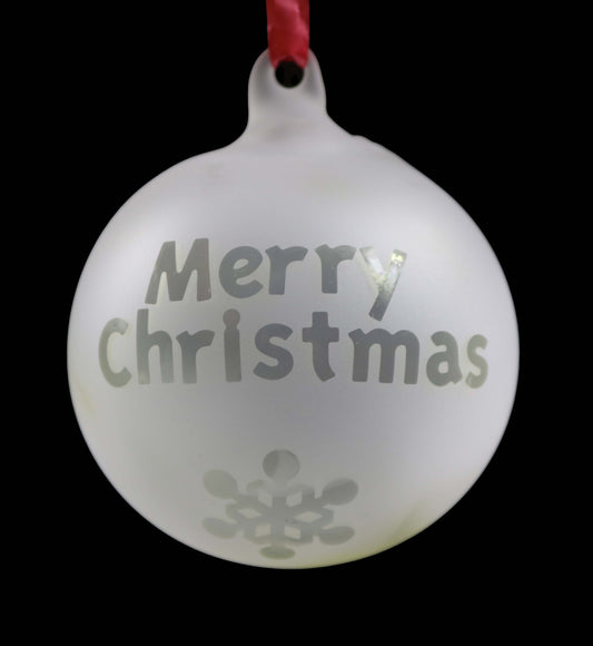 Merry Christmas Sandblasted Christmas Ornament