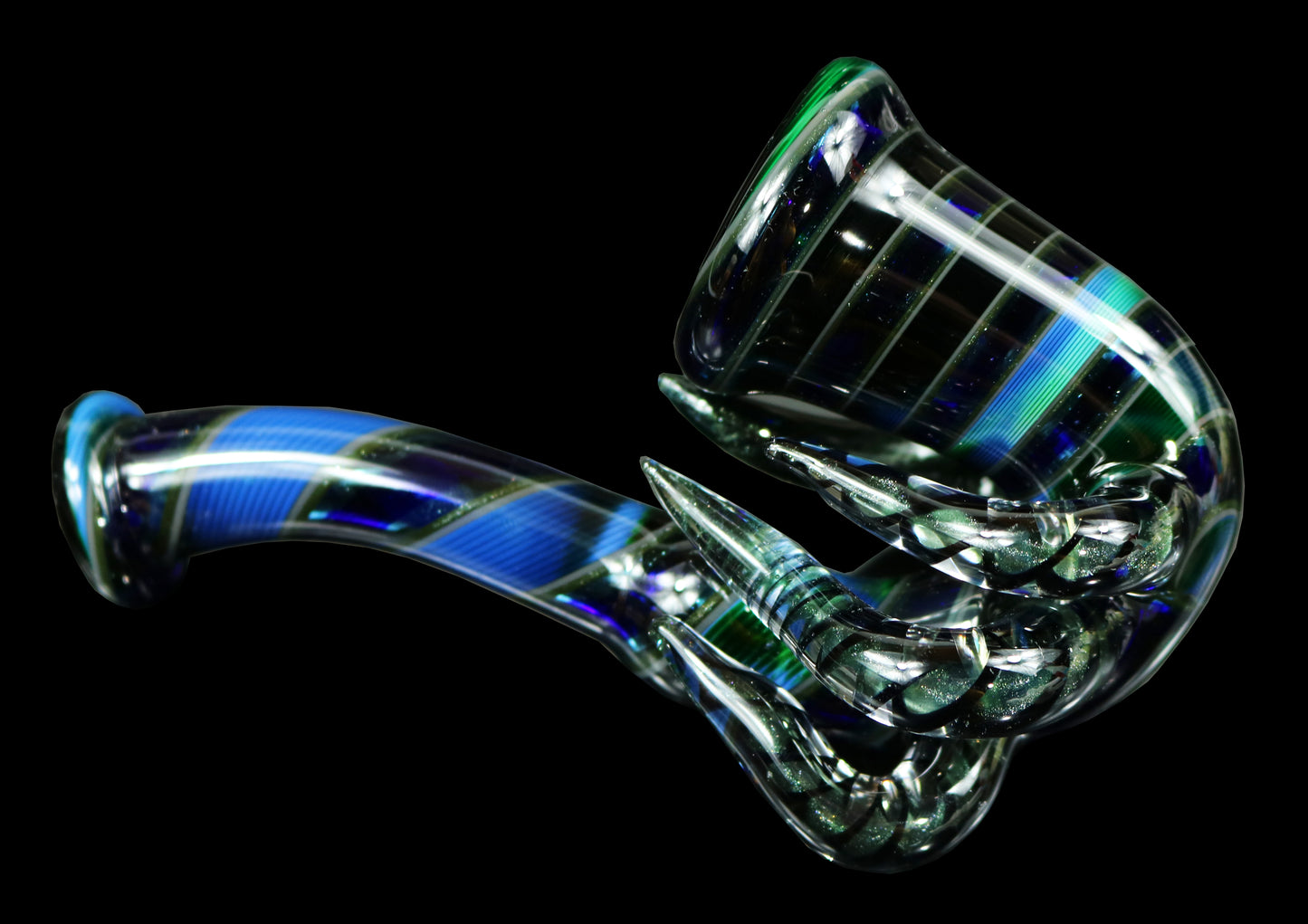Sherlock Dry Pipe by Ck_Glass with Experimental Green & Cobalt