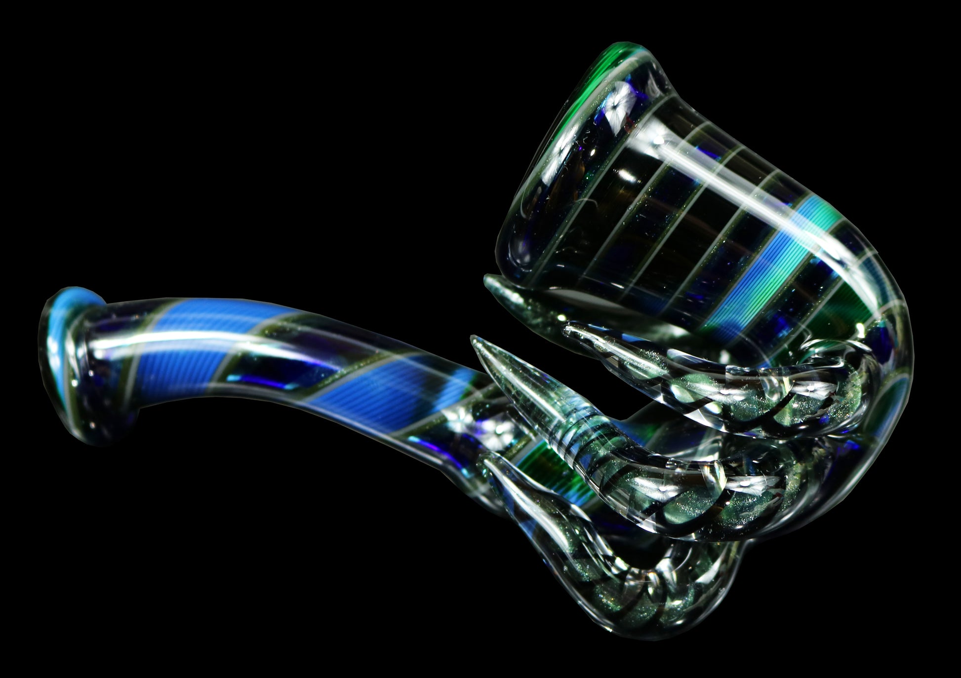 Sherlock Dry Pipe by Ck_Glass with Experimental Green & Cobalt