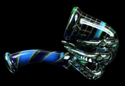 Sherlock Dry Pipe by Ck_Glass with Experimental Green & Cobalt