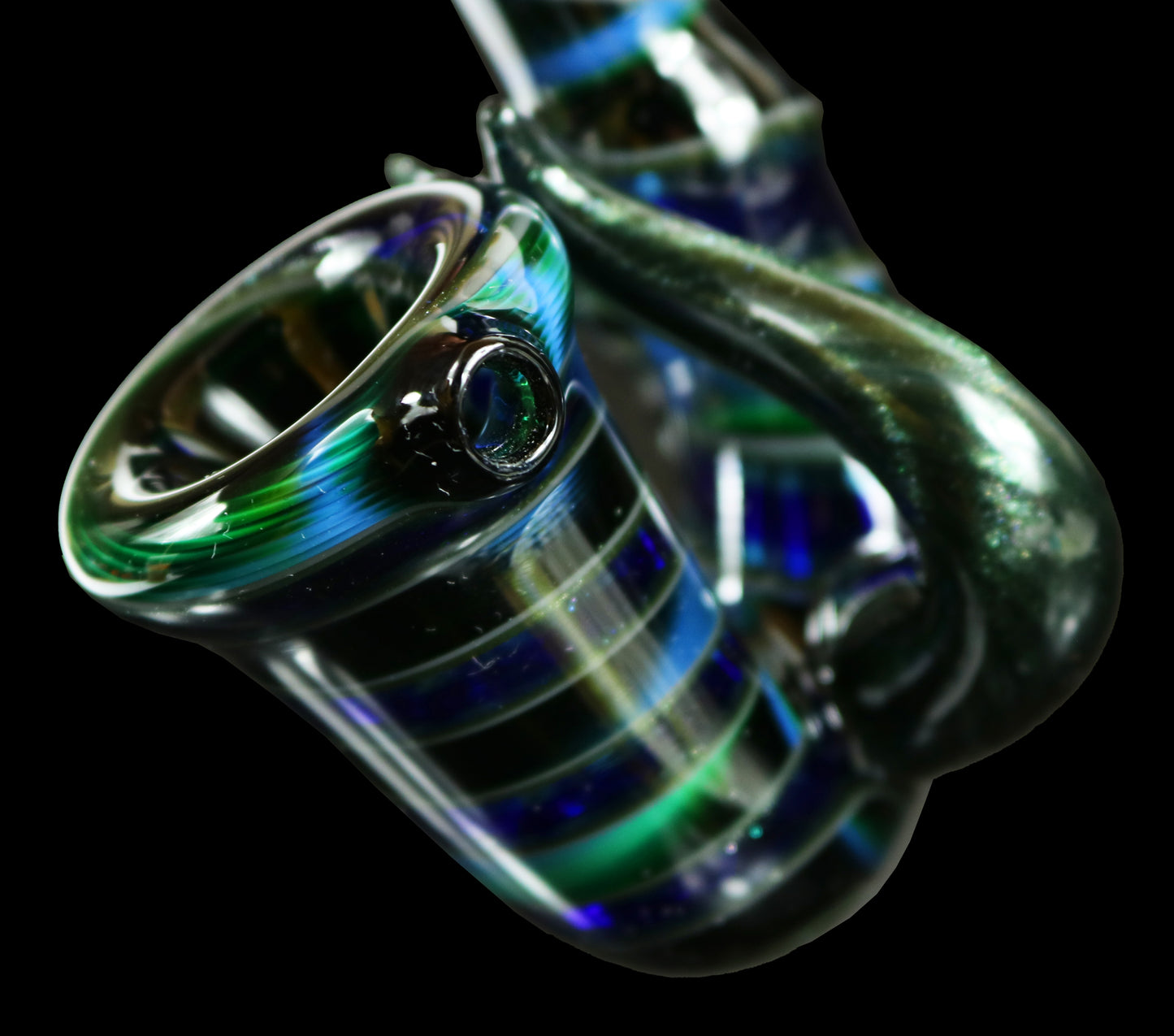 Sherlock Dry Pipe by Ck_Glass with Experimental Green & Cobalt