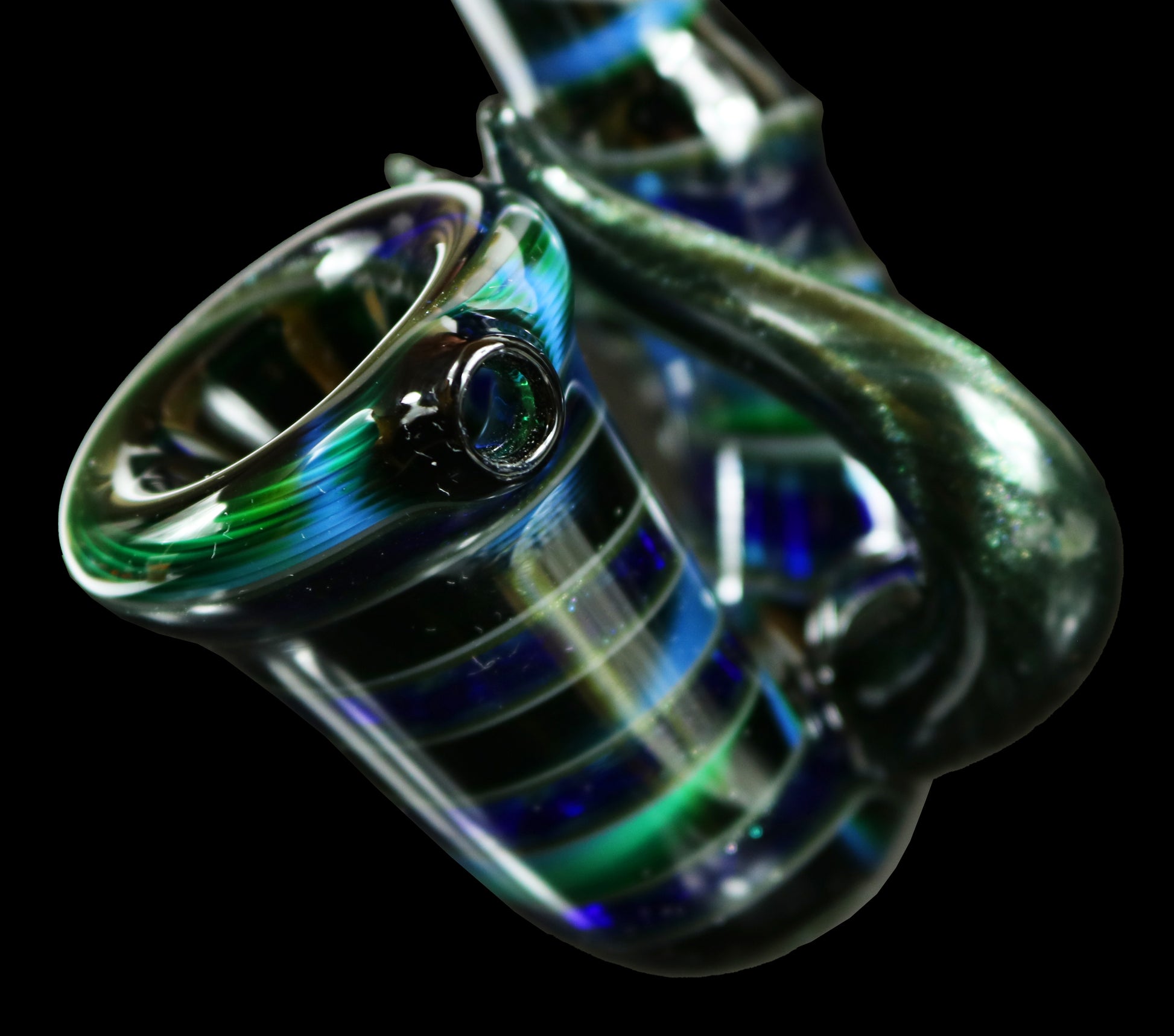 Sherlock Dry Pipe by Ck_Glass with Experimental Green & Cobalt