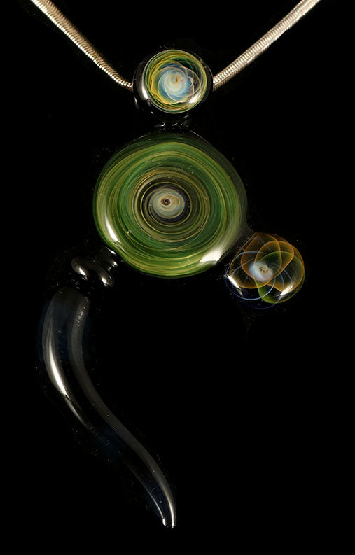 Fumed Disc Pendant with Horn