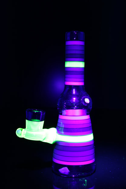 Glowing Blue Mini Dab Rig by, Grade A Glassworx