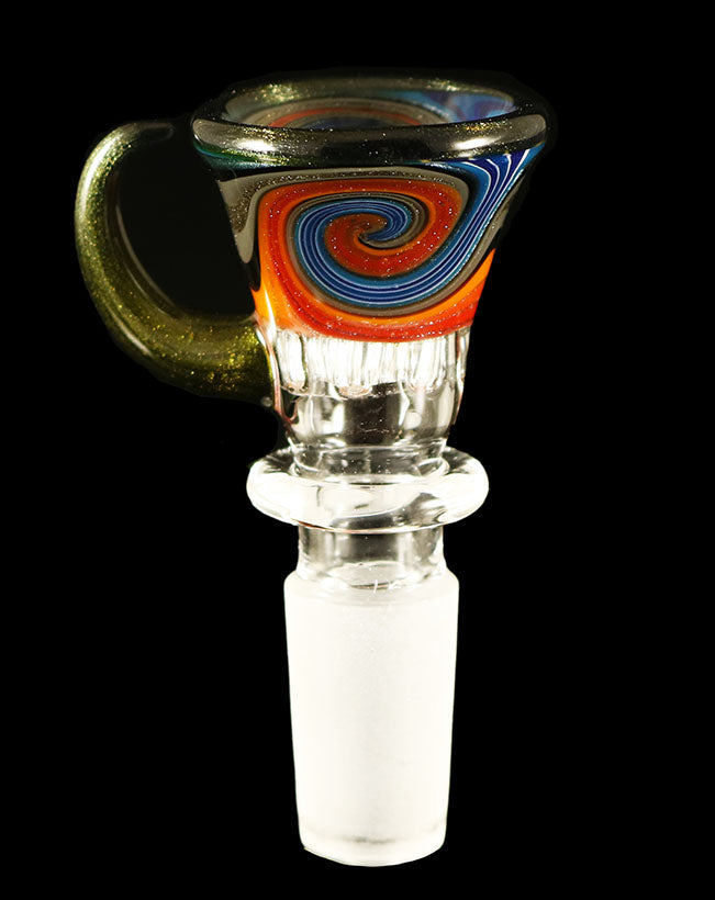 14mm Bong Slide with built in screen from Glass by Slick- Yellow / Green / Blue